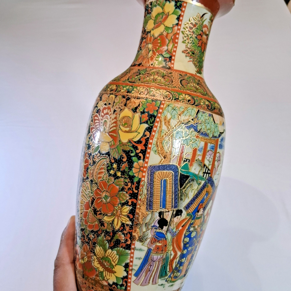 Fine Antique Japanese Ceramic Vase 24 Inches Tall